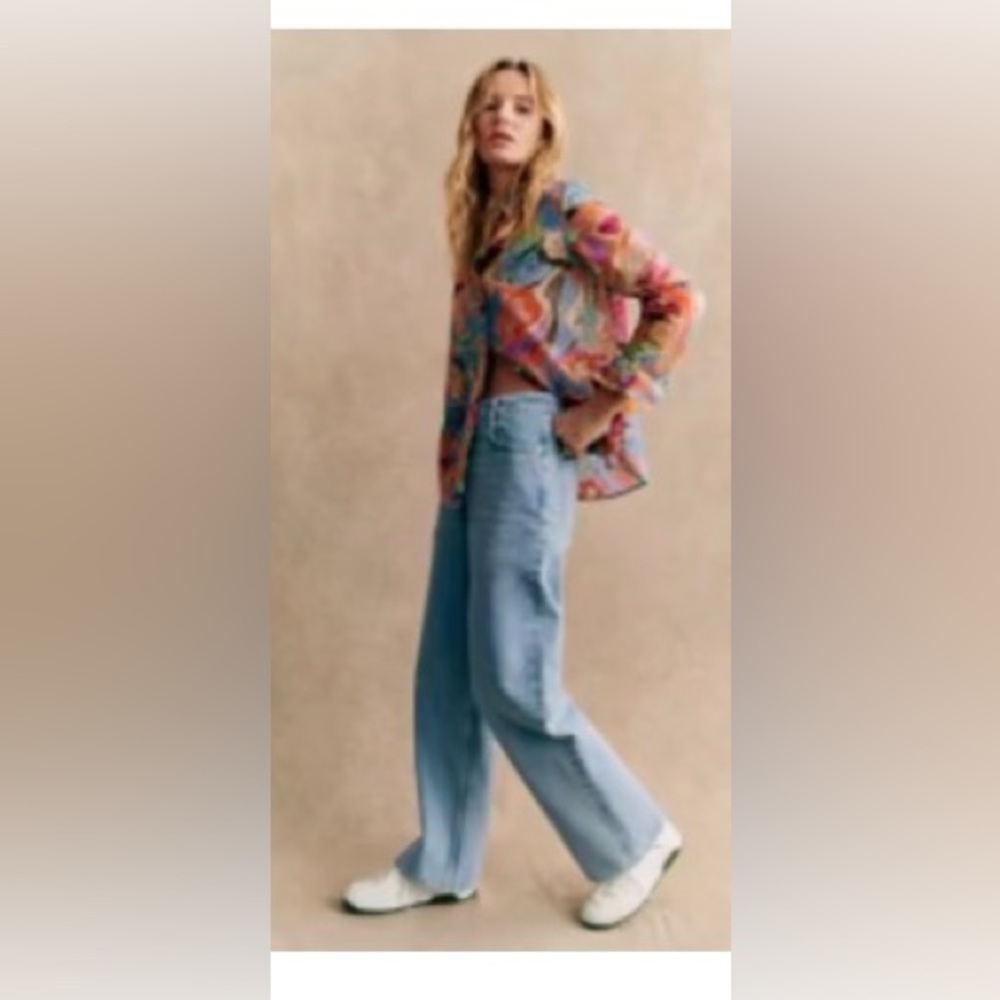Sezane 90's Trousers Light Blue - Size 8
